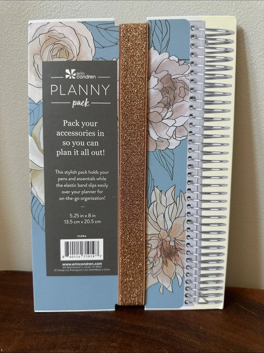 Erin Condren Flora Planny Pack in Light Blue Zip Pouch Planner Organizer